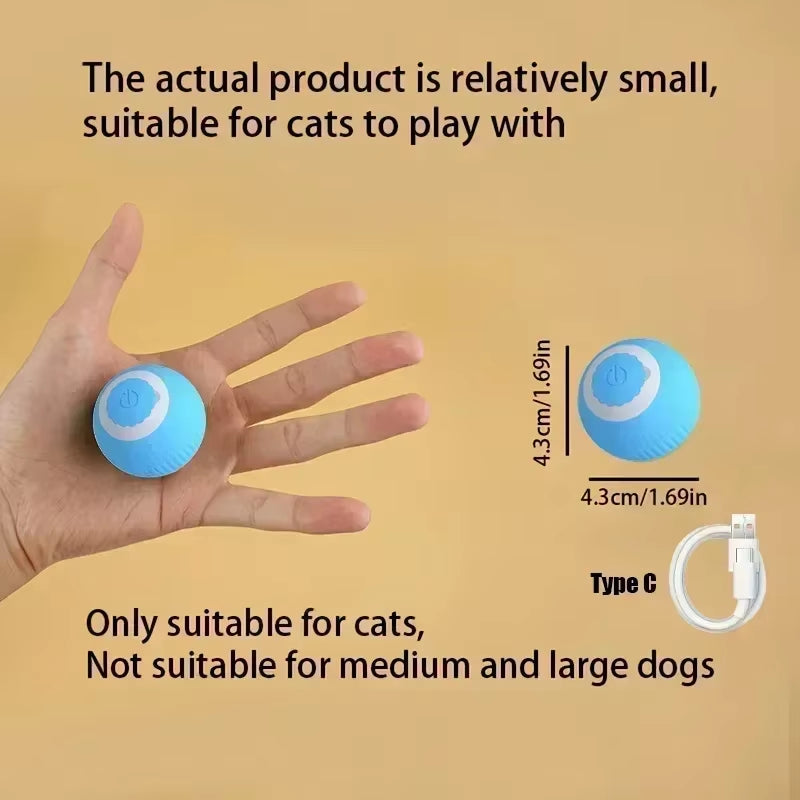 Cat Interactive Ball Toy Automatic Rolling Ball Faux Tail Rechargeable Smart Pet Electric Toy Dog Cat Training Imitate Mouse